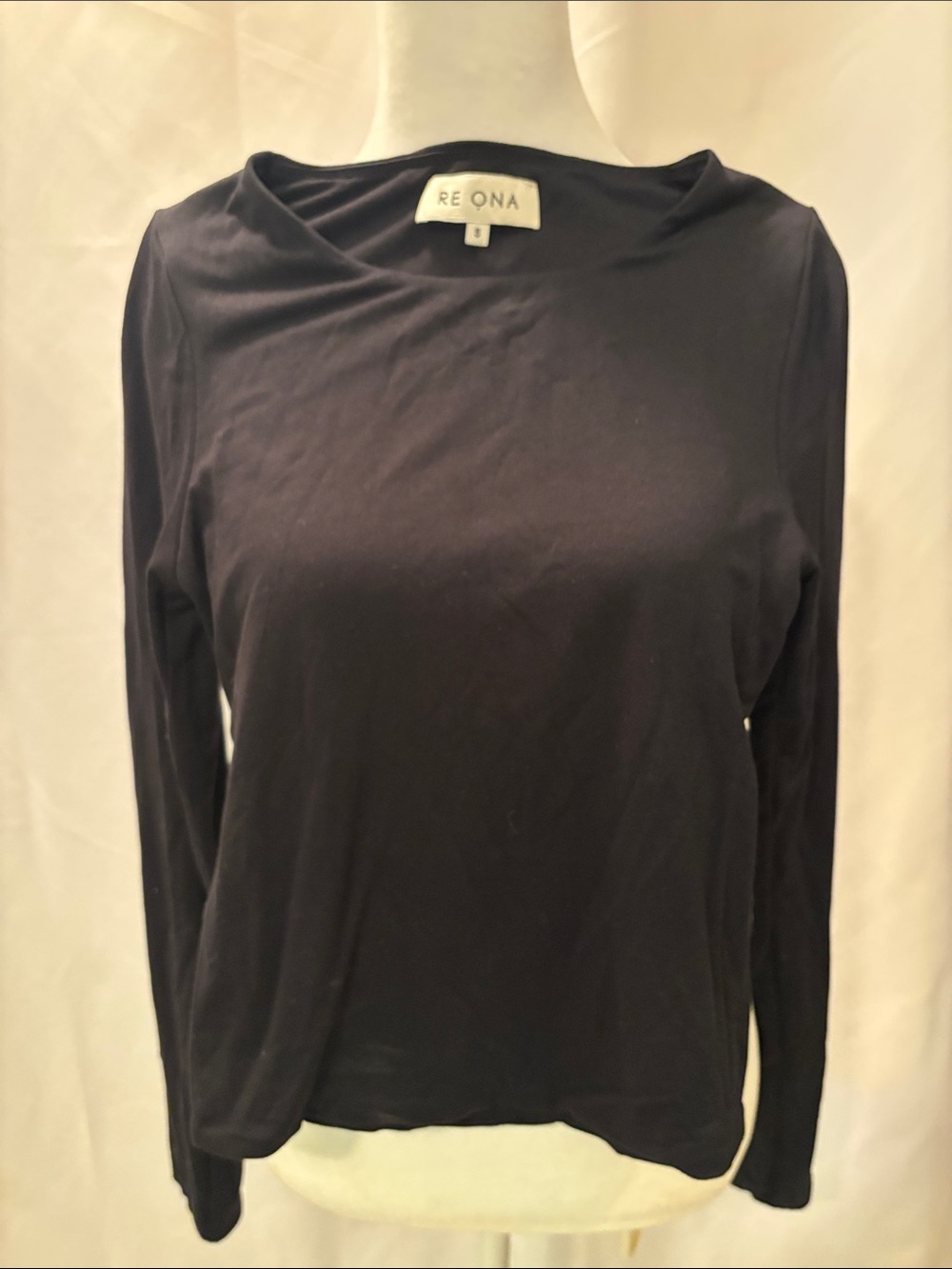 Re Ona Black Tee with Long Sleeves- size Small